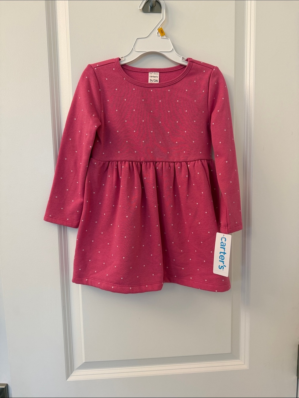 Carter's Pink Long-Sleeve Polka Dot Knit Dress for Toddlers